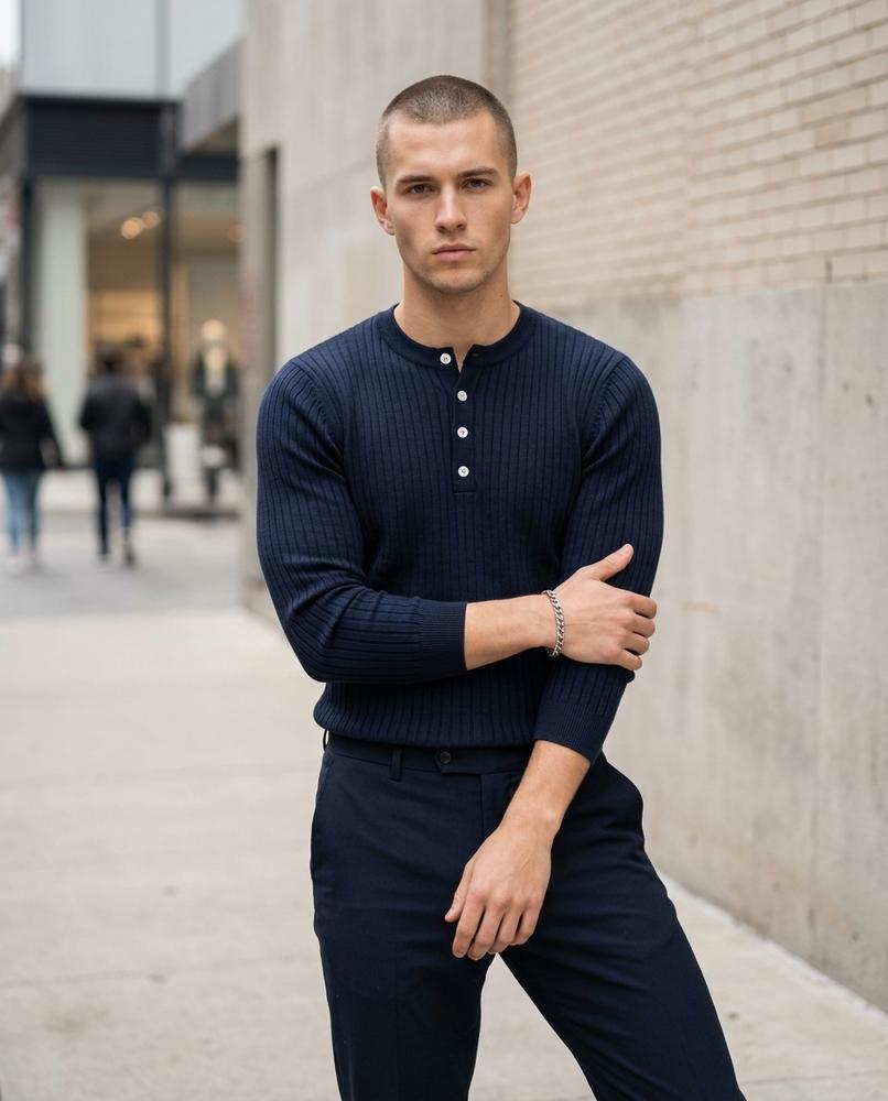 Men's Sweater – Laran, Ribbed texture, Button details – Tilly Outlet