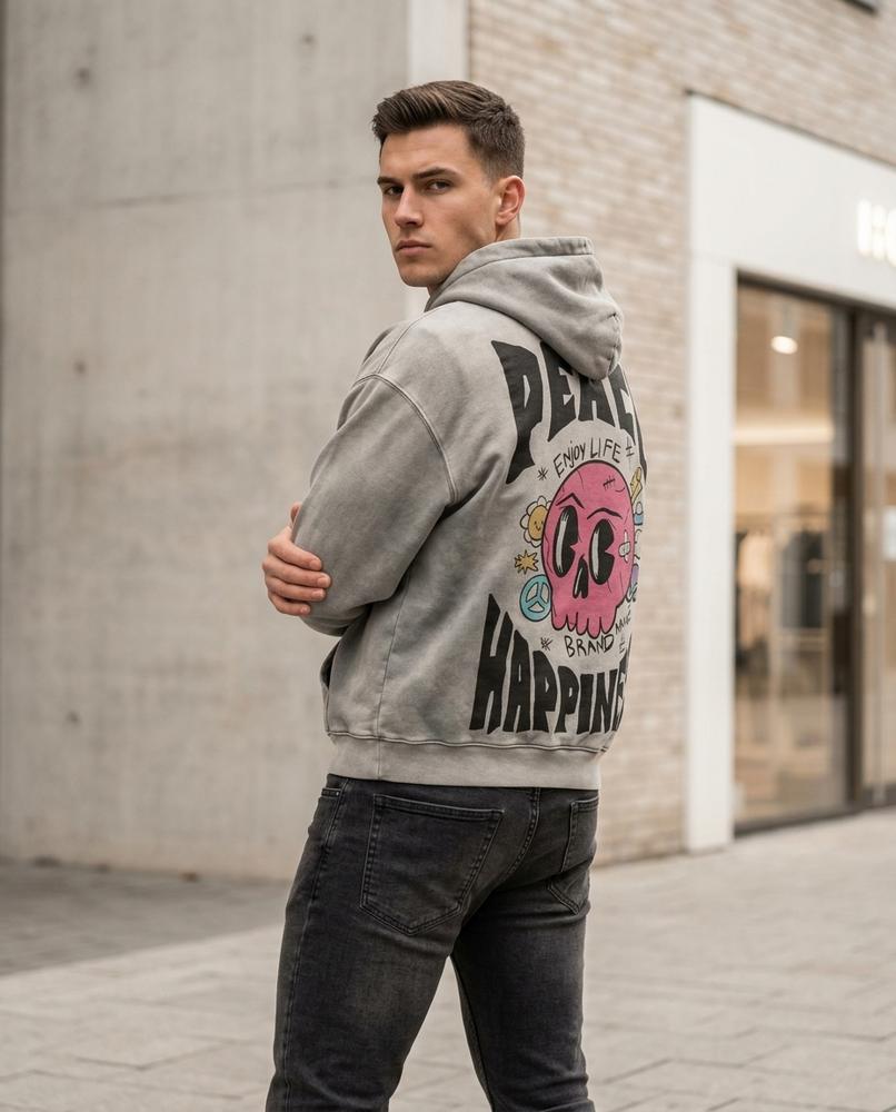 Unisex Hoodie – Sasen, Printed design, Relaxed fit – Tilly Outlet