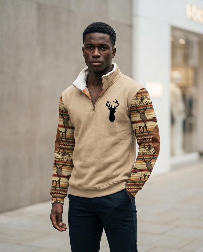 Men's Sweater – Elram, Fleece lining, Printed design – Tilly Outlet