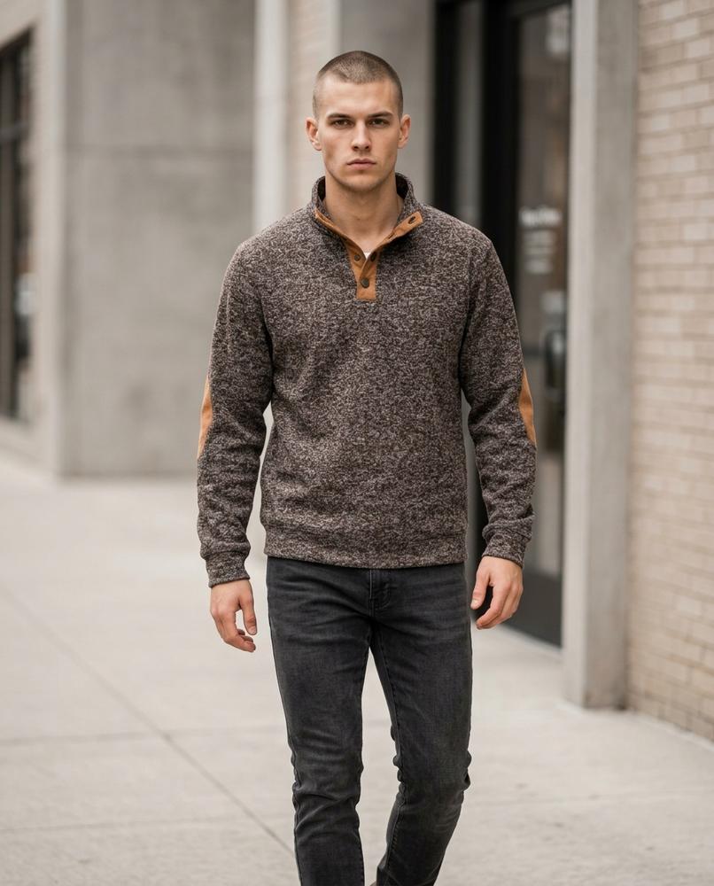 Men's Sweater – Arsin, Button detailing, Knit texture – Tilly Outlet