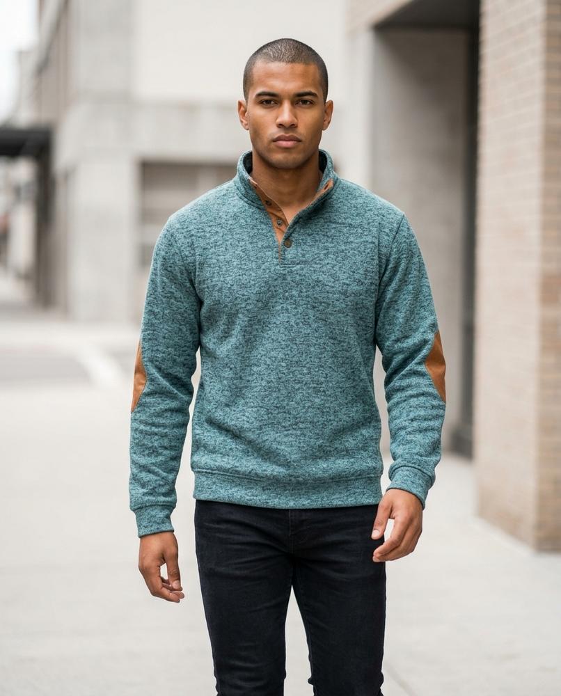 Men's Sweater – Arsin, Button detailing, Knit texture – Tilly Outlet