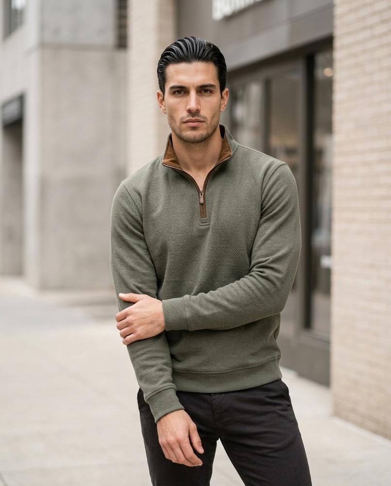 Men's Sweatshirt – Lolen, Fleece lining, Textured fabric – Tilly Outlet