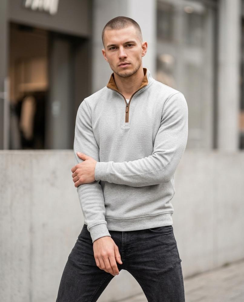 Men's Sweatshirt – Lolen, Fleece lining, Textured fabric – Tilly Outlet