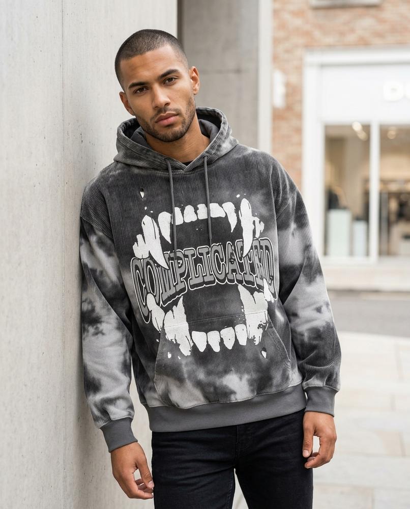 Unisex Hoodie – Lolan, Ribbed texture, A graphic print – Tilly Outlet