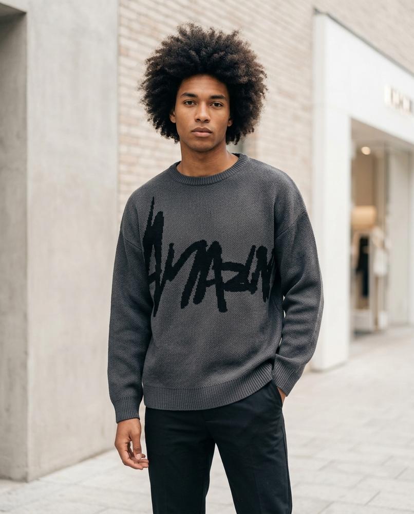 Unisex Sweater – Catir, Knit texture, A graphic print – Tilly Outlet