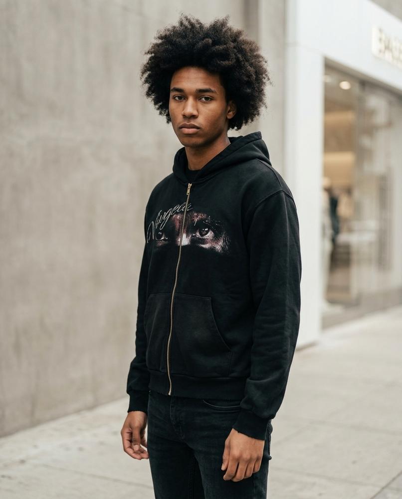 Unisex Hoodie – Lomor, Fleece lining, A graphic print – Tilly Outlet