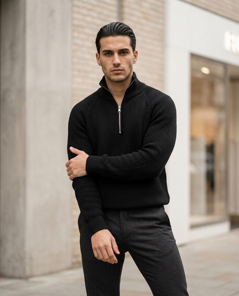 Men's Sweater – Danal, Textured fabric, A zipper closure – Tilly Outlet