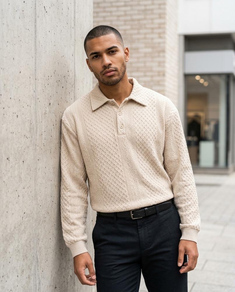 Men's Sweater – Nihal, Textured fabric, A slim fit – Tilly Outlet