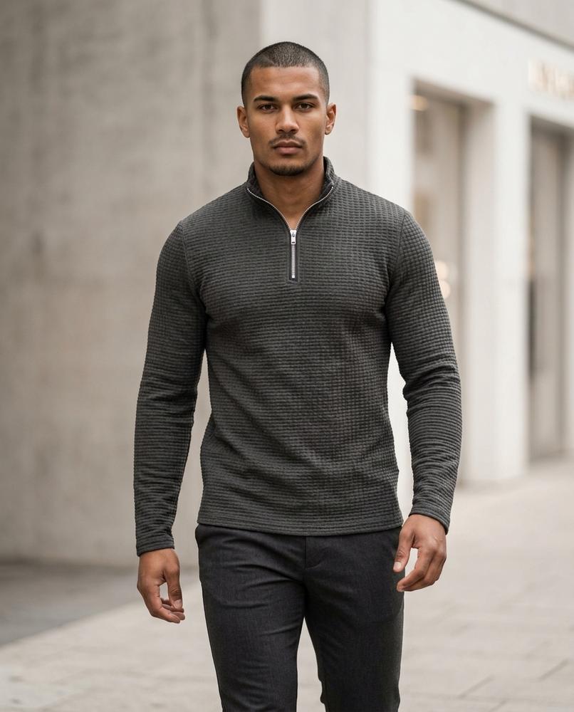 Men's Sweater – Almar, Textured fabric, A zipper closure – Tilly Outlet