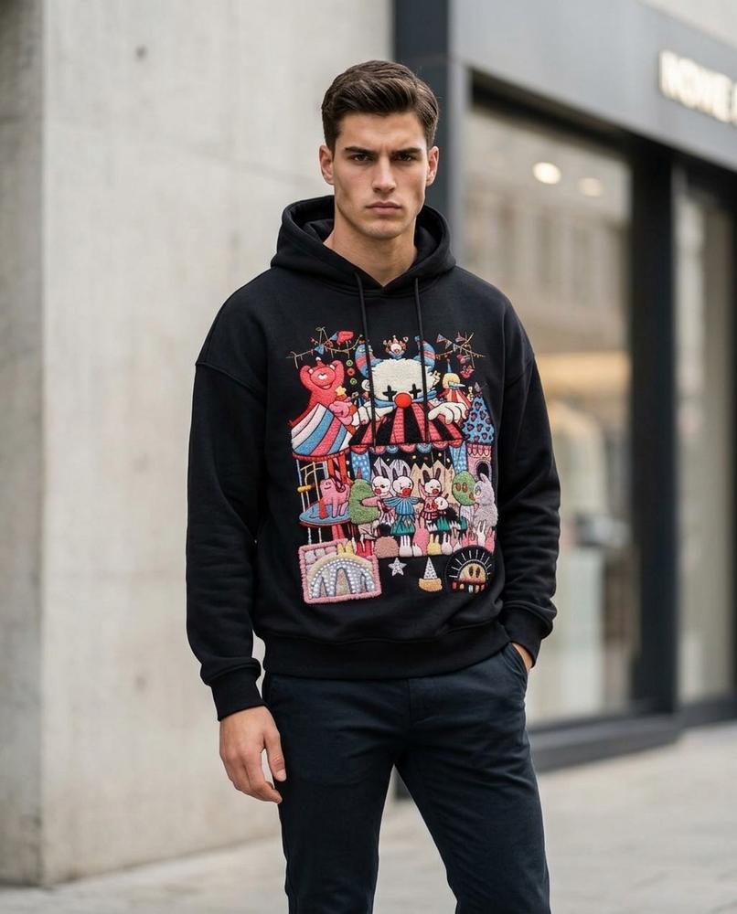 Unisex Hoodie – Tisil, A graphic print, A relaxed fit – Tilly Outlet