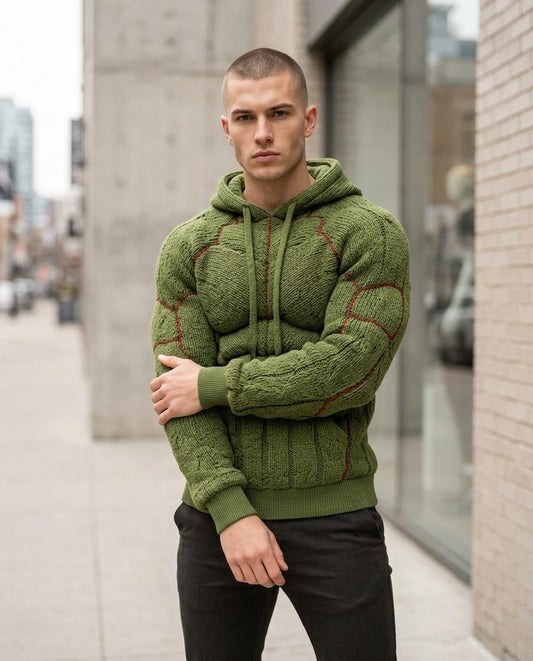 Men's Hoodie – Lytor, Knit texture, A graphic print – Tilly Outlet