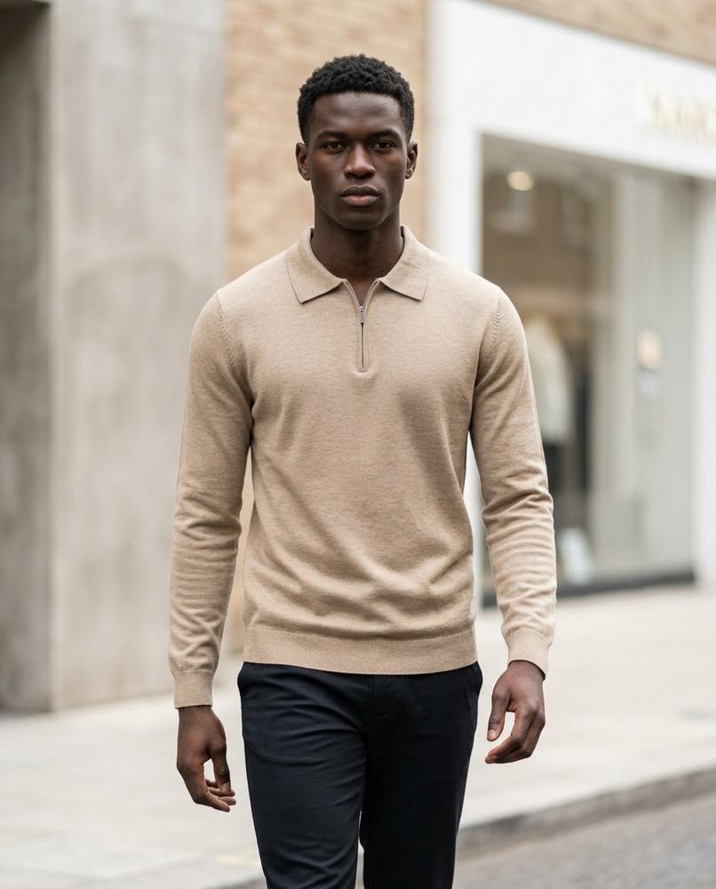 Men's Sweater – Arvar, Knit texture, A zipper closure – Tilly Outlet