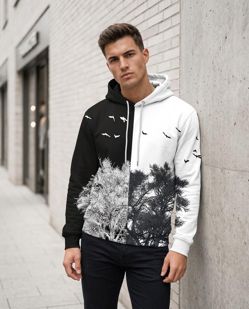 Unisex Hoodie – Samon, A graphic print, A zipper closure – Tilly Outlet