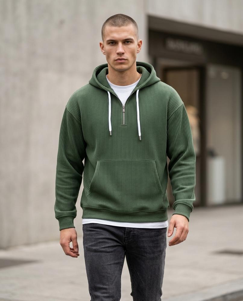 Men's Hoodie – Lesan, Ribbed texture, An attached hood – Tilly Outlet