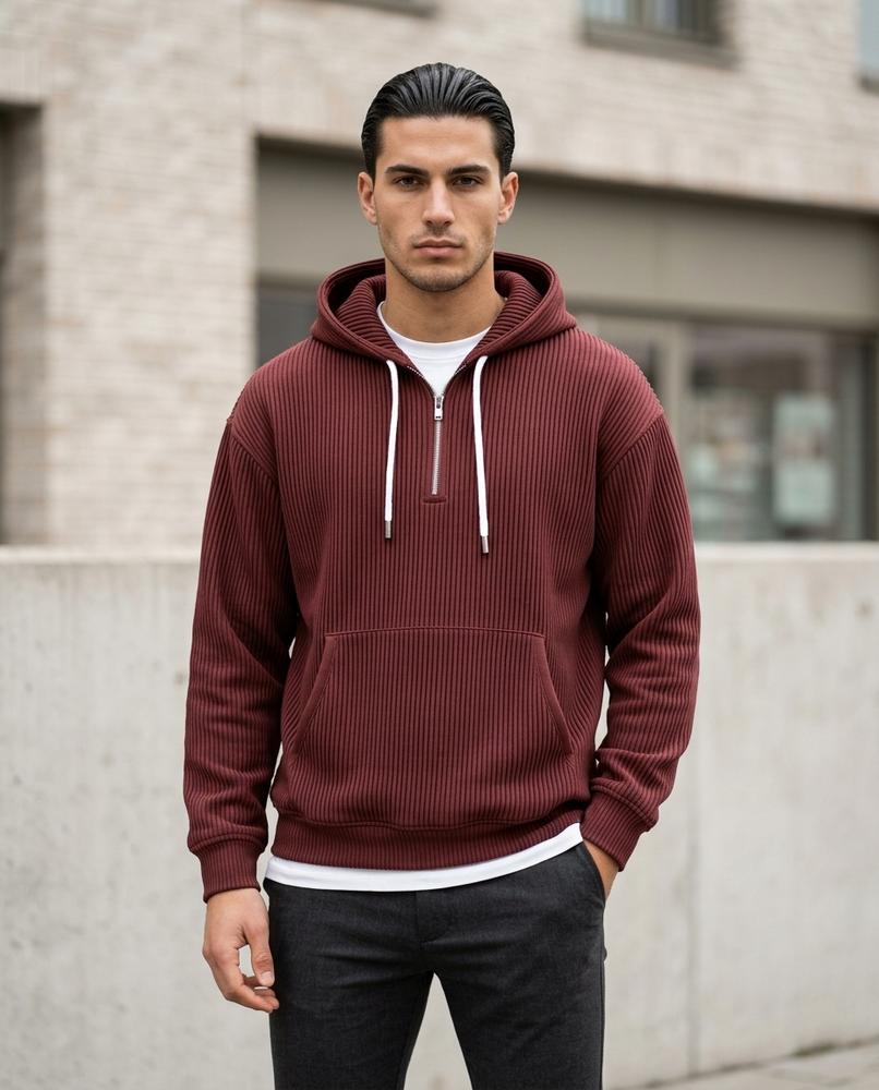 Men's Hoodie – Lesan, Ribbed texture, An attached hood – Tilly Outlet