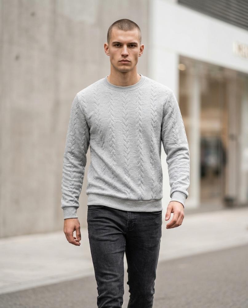 Men's Sweater – Dasol, Textured fabric, An attached hood – Tilly Outlet