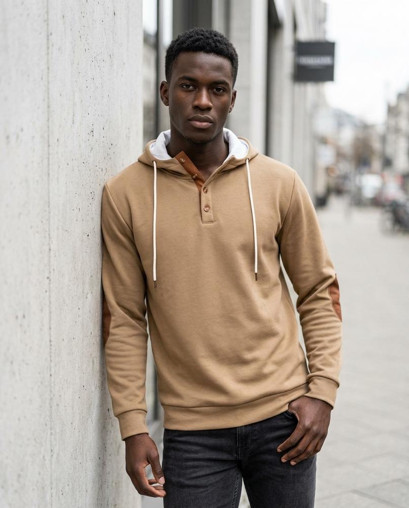Men's Hoodie – Vator, Button detailing, An attached hood – Tilly Outlet