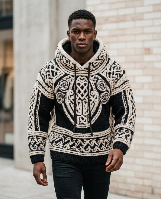 Men's Hoodie – Ramir, Knit texture, A graphic print – Tilly Outlet