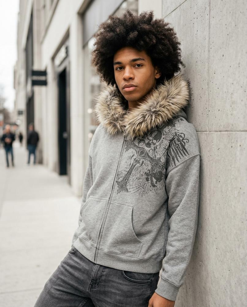 Men's Hoodie – Mitor, A graphic print, An attached hood – Tilly Outlet