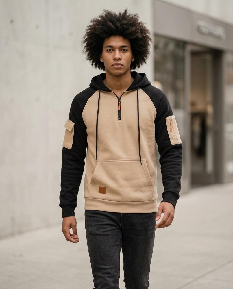 Men's Hoodie – Mirev, A zipper closure, An attached hood – Tilly Outlet