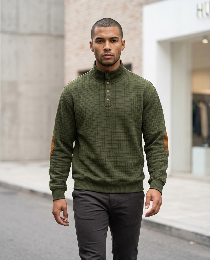 Men's Sweater – Yonat, Button detailing, Fleece lining – Tilly Outlet
