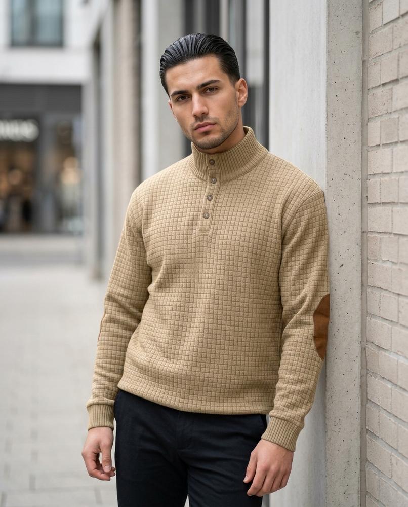 Men's Sweater – Yonat, Button detailing, Fleece lining – Tilly Outlet