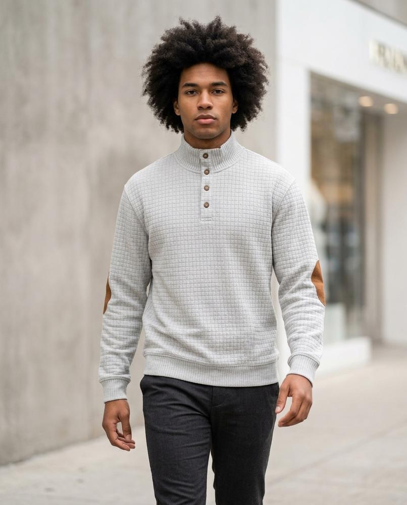 Men's Sweater – Yonat, Button detailing, Fleece lining – Tilly Outlet
