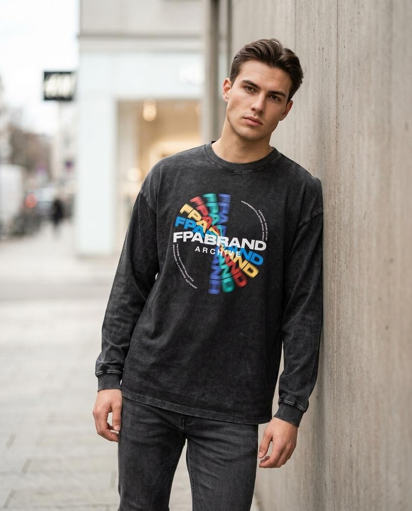 Men's Sweatshirt – Naron, A washed finish, A graphic print – Tilly Outlet