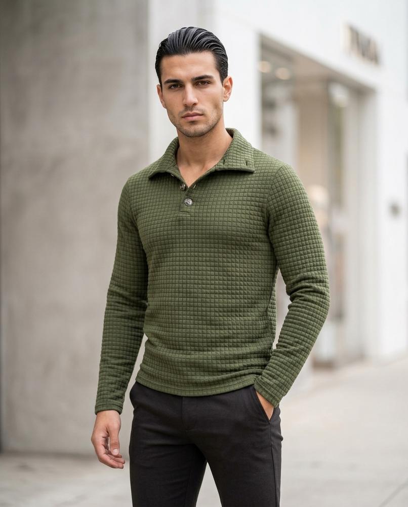 Men's Sweater – Aibus, Button detailing, Textured fabric – Tilly Outlet