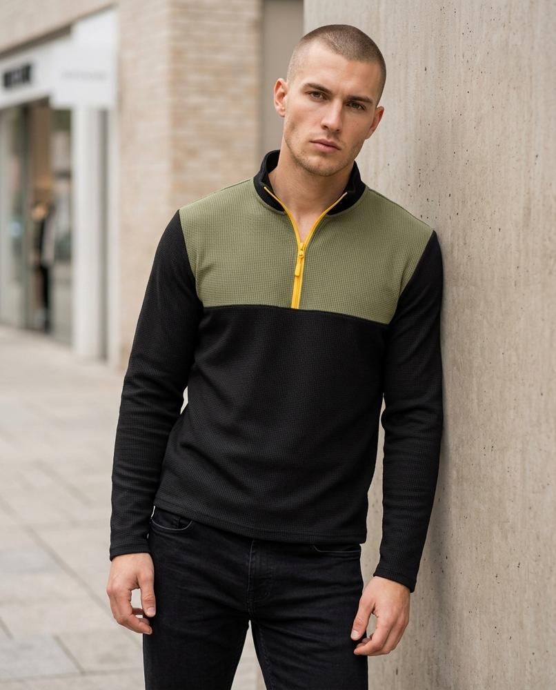 Men's Sweater – Semes, Textured fabric, A zipper closure – Tilly Outlet