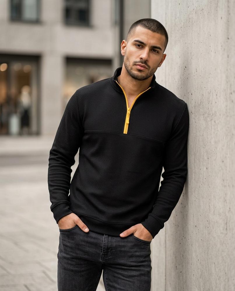 Men's Sweater – Semes, Textured fabric, A zipper closure – Tilly Outlet