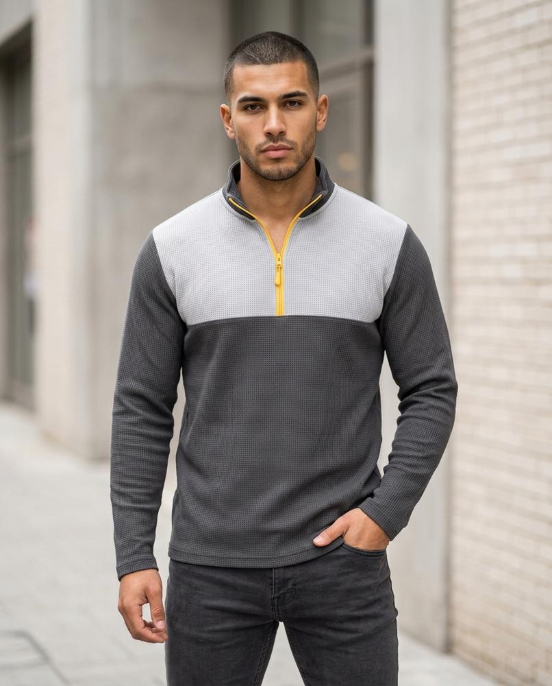 Men's Sweater – Semes, Textured fabric, A zipper closure – Tilly Outlet