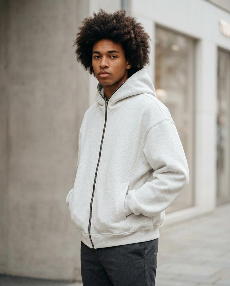 Men's Hoodie – Dudor, Knit texture, A zipper closure – Tilly Outlet