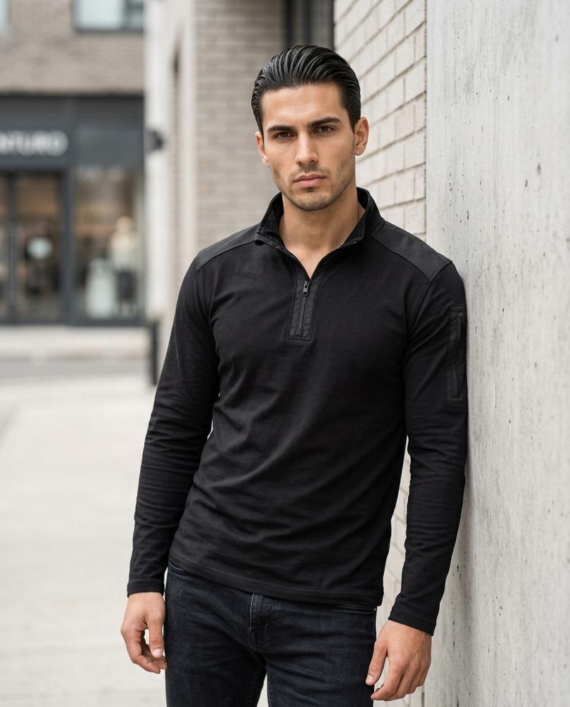 Men's T-Shirt – Tiker, Zipper closure, Long sleeves – Tilly Outlet