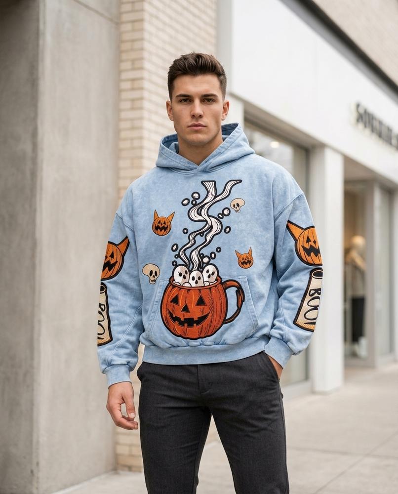 Men's Hoodie – Zezel, Washed finish, Graphic print – Tilly Outlet