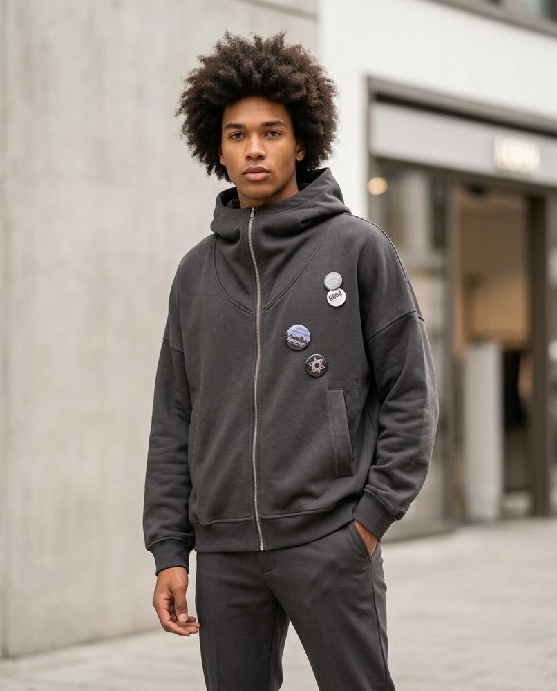 Men's Hoodie – Aiwir, Zipper closure, Attached hood – Tilly Outlet