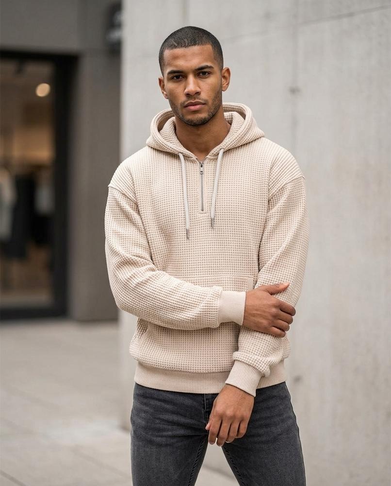 Men's Hoodie – Kevon, Knit texture, Graphic print – Tilly Outlet