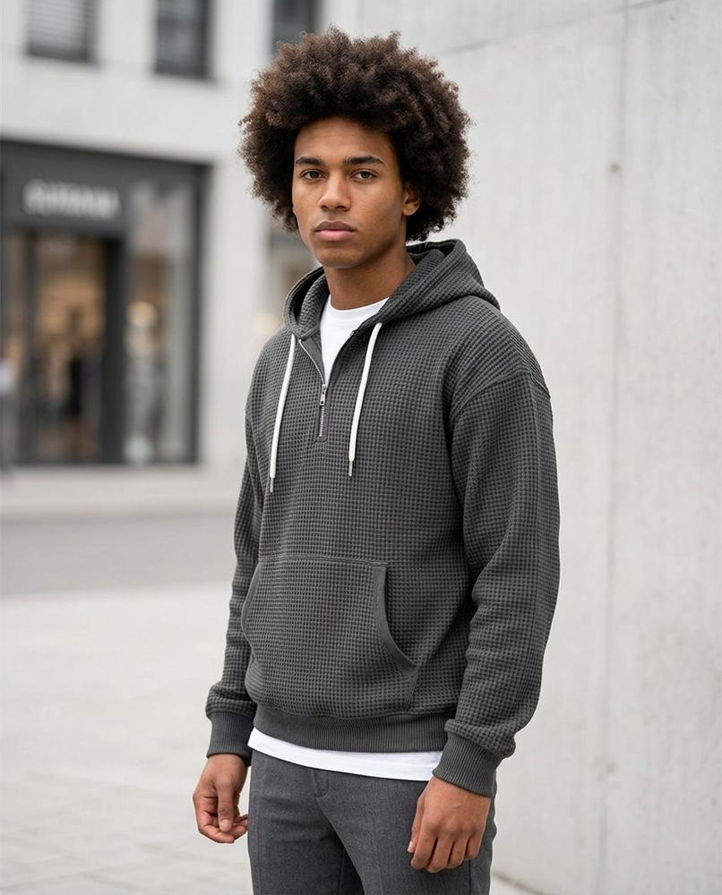 Men's Hoodie – Kevon, Knit texture, Graphic print – Tilly Outlet