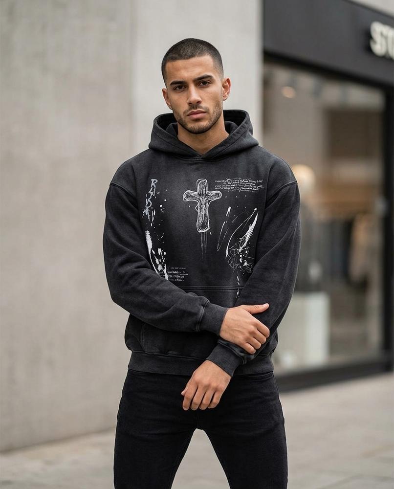 Yafel | Gewaschen Bedruckt Hoodie Herren – Tilly Outlet