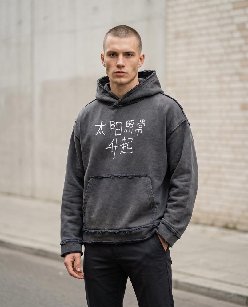Dunod | Offenkantig Gewaschen Hoodie Herren – Tilly Outlet