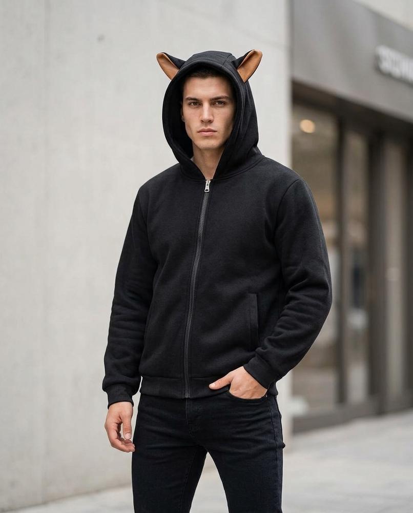 Nugas | Reißverschluss Ohren Hoodie Herren – Tilly Outlet