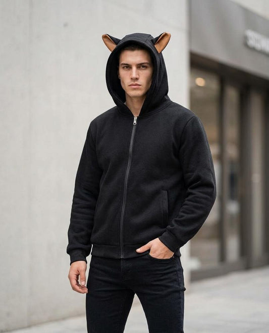 Nugas | Reißverschluss Ohren Hoodie Herren – Tilly Outlet