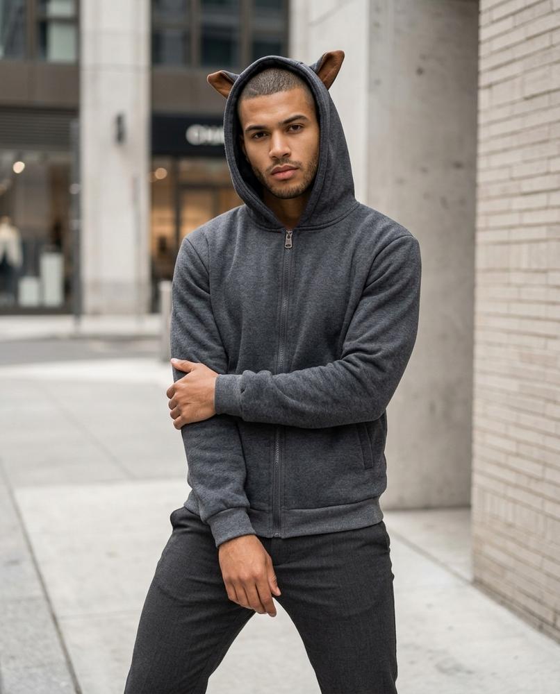 Nugas | Reißverschluss Ohren Hoodie Herren – Tilly Outlet
