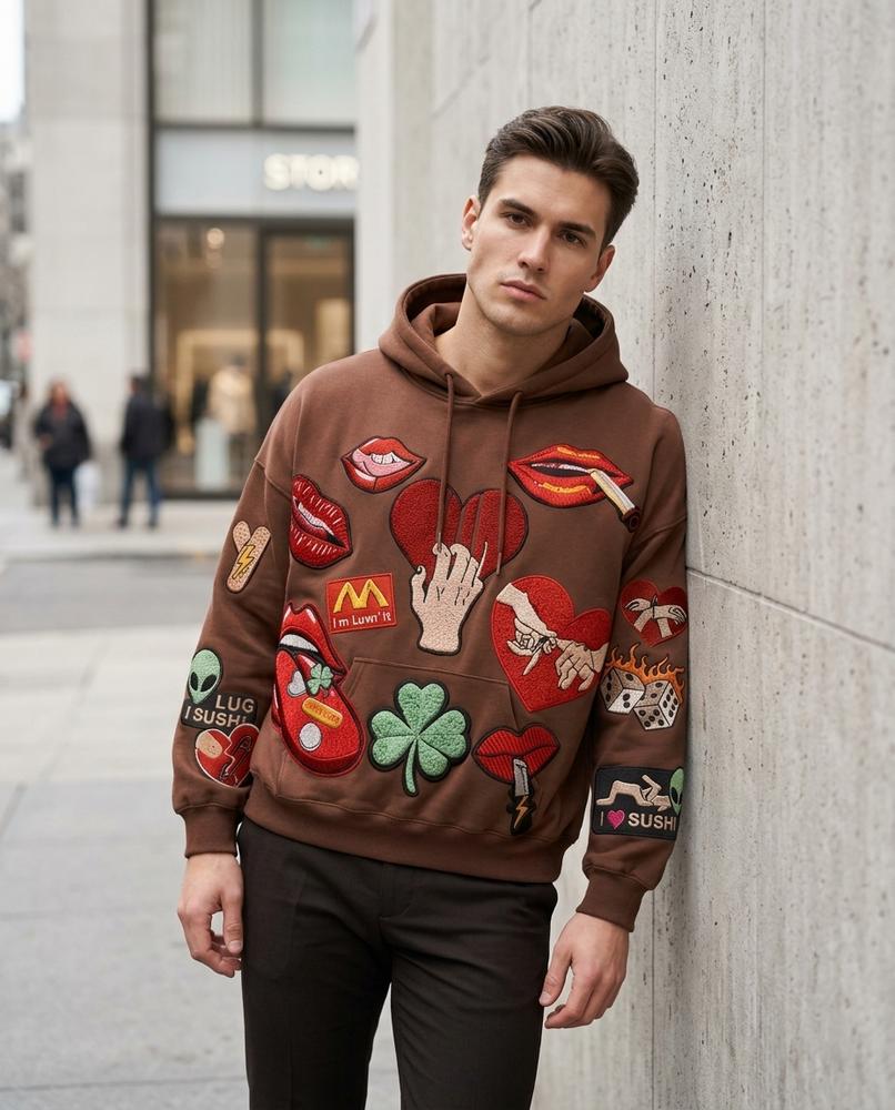 Marim | Applizierter Langärmliger Hoodie Herren – Tilly Outlet