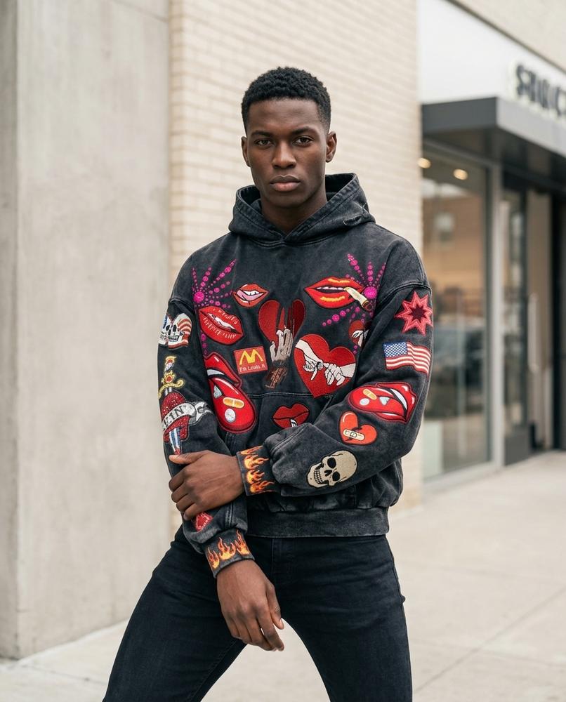 Vipik | Appliziert Gewaschen Hoodie Herren – Tilly Outlet