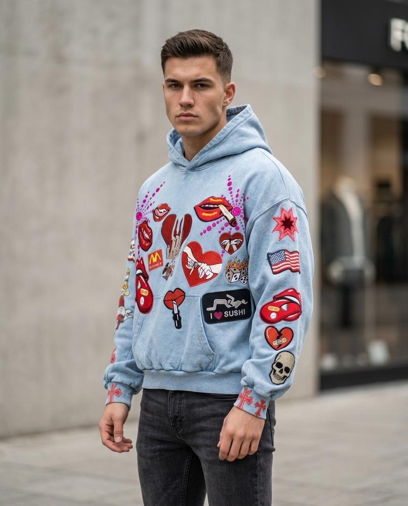 Vipik | Appliziert Gewaschen Hoodie Herren – Tilly Outlet