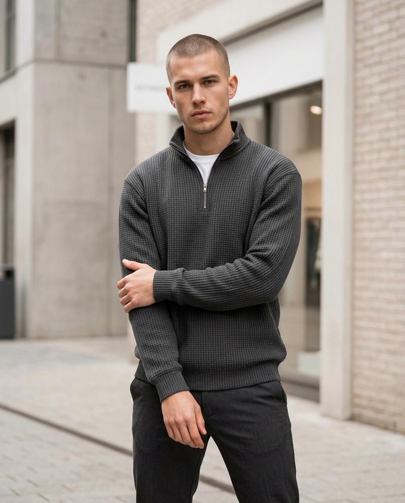 Zigak | Strukturiert Hochgeschlossen Pullover Herren – Tilly Outlet