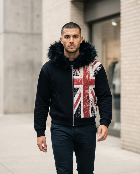 Aegad | Bedruckte Fellbesetzte Jacke Herren – Tilly Outlet