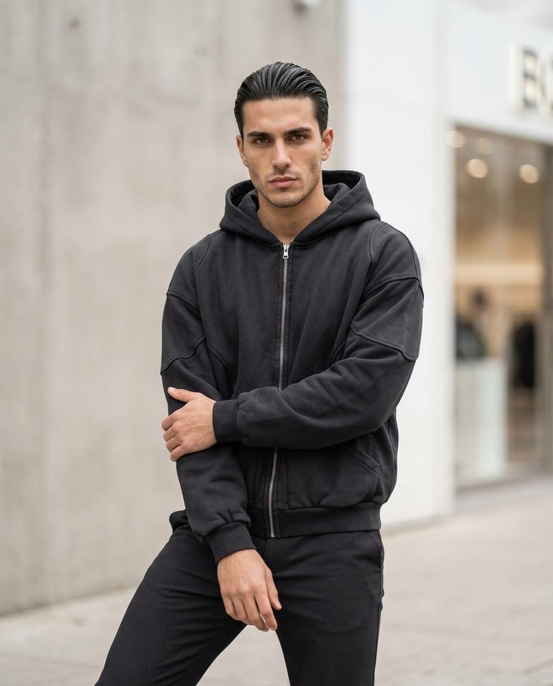 Cogem | Gezipter Gewaschener Hoodie Herren – Tilly Outlet