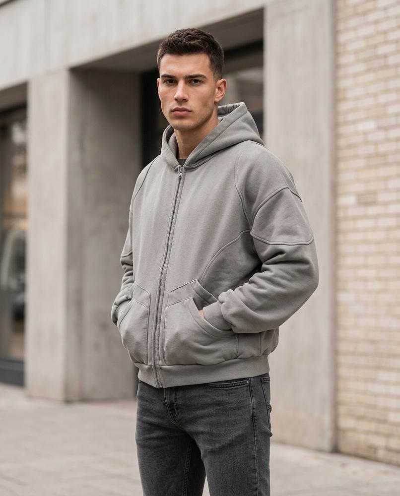 Cogem | Gezipter Gewaschener Hoodie Herren – Tilly Outlet